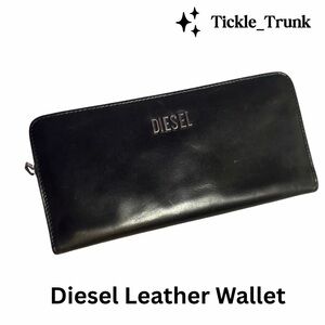 Diesel Black Leather Zip Wallet